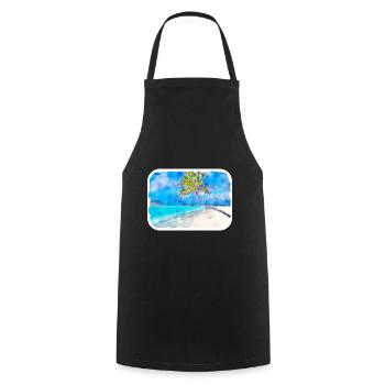 Maldives Watercolor Sketch Hand Drawn Illustration - Cooking Apron - black - Front - AI Model Male 185 dark (185cm)