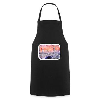 Paris France Watercolor Sketch Draw Drawing - Cooking Apron - black - Front - AI Model Male 185 dark (185cm)