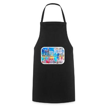 Dubai Uae Watercolor Sketch Hand Drawn Painting - Cooking Apron - black - Front - AI Model Male 185 dark (185cm)