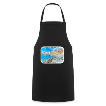 Esquisse d’aquarelle de la côte européenne Dessinée Illustratio - Tablier de cuisine - noir - Devant - AI Model Male 185 dark (185cm)