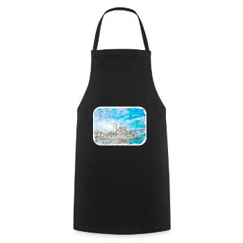 Istanbul Turkey Watercolor Sketch Draw Drawing - Cooking Apron - black - Front - AI Model Male 185 dark (185cm)