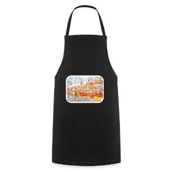Porto Portugal Watercolor Sketch Drawn Painting - Cooking Apron - black - Front - AI Model Male 185 dark (185cm)