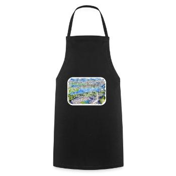 Helsinki Finlande Aquarelle Sketch Illustration - Tablier de cuisine - noir - Devant - AI Model Male 185 dark (185cm)
