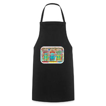 India Landmark Watercolor Sketch Paint Illustratio - Cooking Apron - black - Front - AI Model Male 185 dark (185cm)