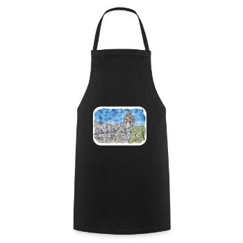 Beijing Chine Aquarelle Esquisse Dessin Dessiné - Tablier de cuisine - noir - Devant - AI Model Male 185 dark (185cm)