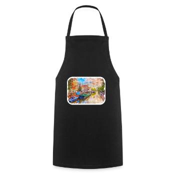 Pays-Bas Aquarelle Esquisse Dessinée Illustration - Tablier de cuisine - noir - Devant - AI Model Male 185 dark (185cm)