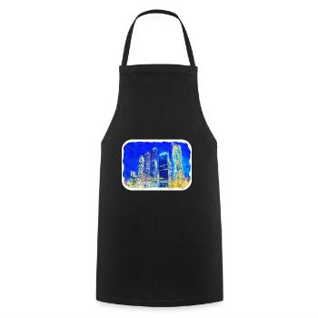 Moscou Russie Aquarelle Esquisse Dessin Dessiné - Tablier de cuisine - noir - Devant - AI Model Male 185 dark (185cm)