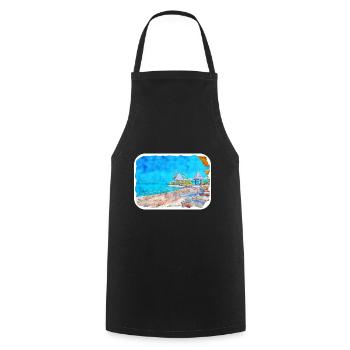 Maldives Watercolor Sketch Hand Drawn Illustration - Cooking Apron - black - Front - AI Model Male 185 dark (185cm)