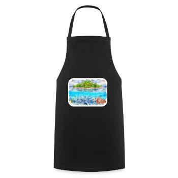 Maldives Watercolor Sketch Hand Drawn Illustration - Cooking Apron - black - Front - AI Model Male 185 dark (185cm)
