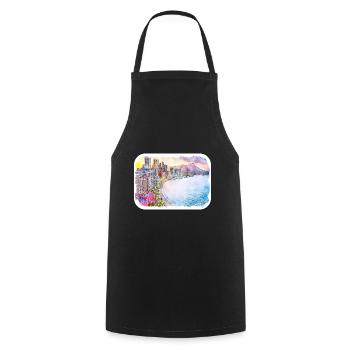 Marrakech Morrocco Watercolor Sketch Drawn Paintin - Cooking Apron - black - Front - AI Model Male 185 dark (185cm)