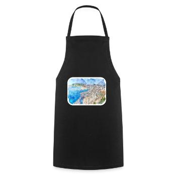 San Sebastian Croatia Watercolor Sketch Drawn Illu - Cooking Apron - black - Front - AI Model Male 185 dark (185cm)