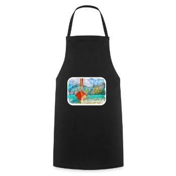 Thailand Aquarell Skizze Handgezeichnete Illustration - Kochschürze - Schwarz - Vorne - AI Model Male 185 dark (185cm)