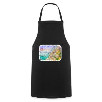 Positano Italy Watercolor Sketch Drawn Illustratio - Cooking Apron - black - Front - AI Model Male 185 dark (185cm)