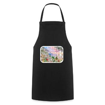 Sorrente Italie Aquarelle Sketch Illustration - Tablier de cuisine - noir - Devant - AI Model Male 185 dark (185cm)