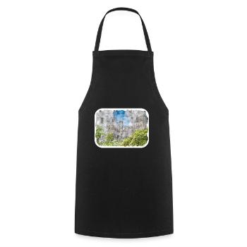 England UK Watercolor Sketch Drawn Illustration - Cooking Apron - black - Front - AI Model Male 185 dark (185cm)