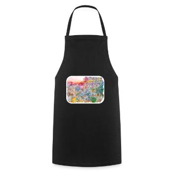 Positano Italy Watercolor Sketch Drawn Illustratio - Cooking Apron - black - Front - AI Model Male 185 dark (185cm)