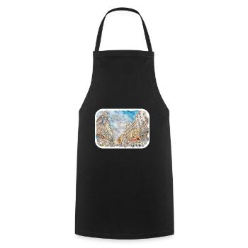 Madrid Spain Watercolor Sketch Painting Drawing - Cooking Apron - black - Front - AI Model Male 185 dark (185cm)