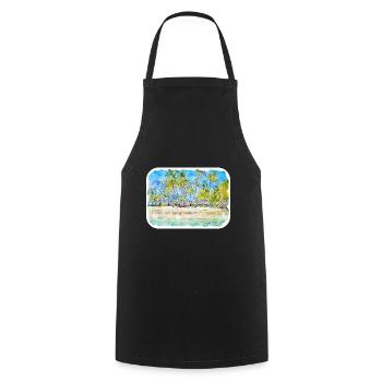 Maldives Watercolor Sketch Hand Drawn Illustration - Cooking Apron - black - Front - AI Model Male 185 dark (185cm)