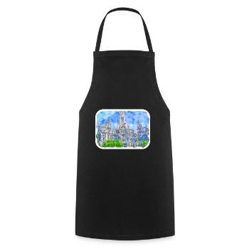 Madrid Espagne Aquarelle Esquisse Dessinée Peinture - Tablier de cuisine - noir - Devant - AI Model Male 185 dark (185cm)