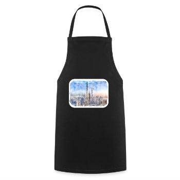 Shanghai Chine Aquarelle Esquisse Dessin Dessiné - Tablier de cuisine - noir - Devant - AI Model Male 185 dark (185cm)