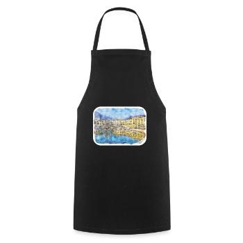 Vienne Autriche Aquarelle Esquisse Peinture - Tablier de cuisine - noir - Devant - AI Model Male 185 dark (185cm)