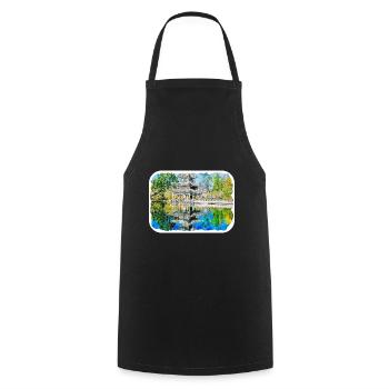 China Watercolor Sketch Hand Drawn Illustration - Cooking Apron - black - Front - AI Model Male 185 dark (185cm)
