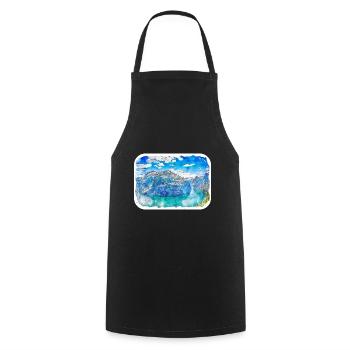 Norvège Aquarelle Esquisse Dessinée à la main Illustration - Tablier de cuisine - noir - Devant - AI Model Male 185 dark (185cm)