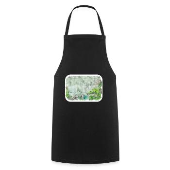 China Watercolor Sketch Hand Drawn Illustration - Cooking Apron - black - Front - AI Model Male 185 dark (185cm)