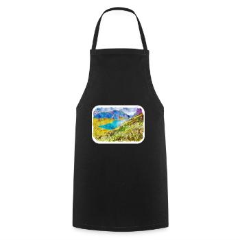 Norvège Aquarelle Esquisse Dessinée à la main Illustration - Tablier de cuisine - noir - Devant - AI Model Male 185 dark (185cm)
