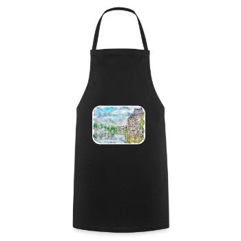 Binnenhof Pays-Bas Aquarelle Dessin - Tablier de cuisine - noir - Devant - AI Model Male 185 dark (185cm)