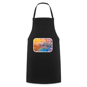 Maldives Watercolor Sketch Hand Drawn Illustration - Cooking Apron - black - Front - AI Model Male 185 dark (185cm)