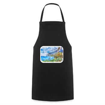 BUSAn Südkorea Aquarell Skizze zeichnen Zeichnung - Kochschürze - Schwarz - Vorne - AI Model Male 185 dark (185cm)