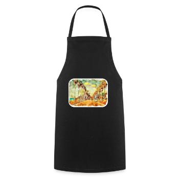 California Usa Watercolor Sketch Illustration - Cooking Apron - black - Front - AI Model Male 185 dark (185cm)