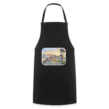 Positano Italy Watercolor Sketch Drawn Illustratio - Cooking Apron - black - Front - AI Model Male 185 dark (185cm)