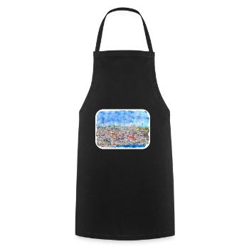 Dinde Aquarelle Esquisse Dessinée à la main Illustration - Tablier de cuisine - noir - Devant - AI Model Male 185 dark (185cm)