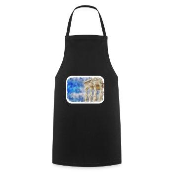 Athènes Grèce Aquarelle Esquisse Dessinée Peinture - Tablier de cuisine - noir - Devant - AI Model Male 185 dark (185cm)