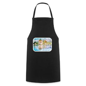 Marrakech Morrocco Watercolor Sketch Drawn Paintin - Cooking Apron - black - Front - AI Model Male 185 dark (185cm)