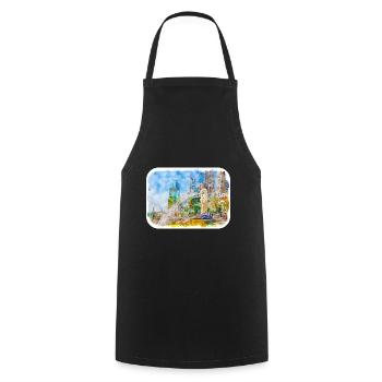 Singapour Aquarelle Esquisse Dessinée à la Main Peinture - Tablier de cuisine - noir - Devant - AI Model Male 185 dark (185cm)