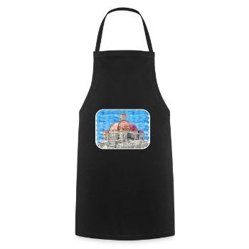 Mumbai India Watercolor Sketch Drawn Painting - Cooking Apron - black - Front - AI Model Male 185 dark (185cm)