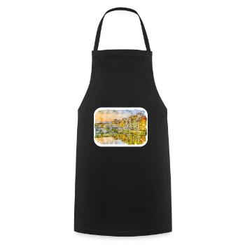 Florence Italie Aquarelle Croquis Dessiné Peinture - Tablier de cuisine - noir - Devant - AI Model Male 185 dark (185cm)