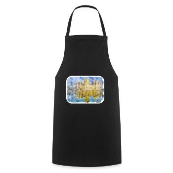 England UK Watercolor Sketch Drawn Illustration - Cooking Apron - black - Front - AI Model Male 185 dark (185cm)