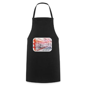 san francisco, usa, aquarelle, croquis, illustration - Tablier de cuisine - noir - Devant - AI Model Male 185 dark (185cm)
