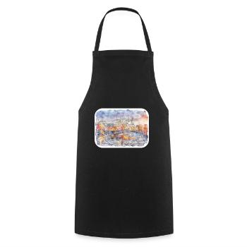 Moscou Russie Aquarelle Esquisse Dessinée Peinture - Tablier de cuisine - noir - Devant - AI Model Male 185 dark (185cm)