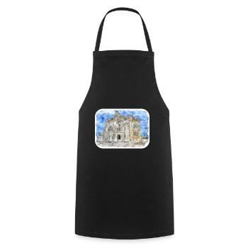 Roumanie Landmark Aquarelle Esquisse Dessin de peinture - Tablier de cuisine - noir - Devant - AI Model Male 185 dark (185cm)