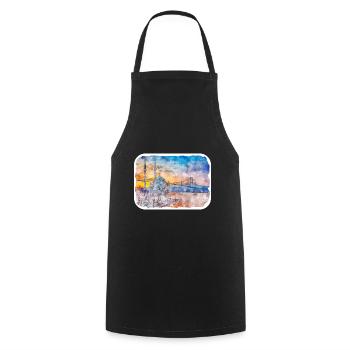 Dinde Aquarelle Esquisse Dessinée à la main Illustration - Tablier de cuisine - noir - Devant - AI Model Male 185 dark (185cm)