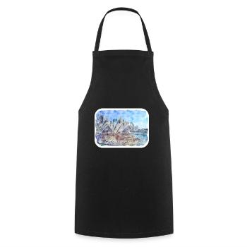 Sydney Australie Aquarelle Esquisse Dessinée Illustrat - Tablier de cuisine - noir - Devant - AI Model Male 185 dark (185cm)