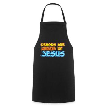 Jesus Christ Has Victory Over Demons - Cooking Apron - black - Front - AI Model Male 185 dark (185cm)