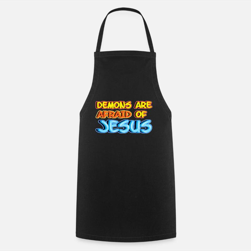 Jesus Christ Has Victory Over Demons - Cooking Apron - black
