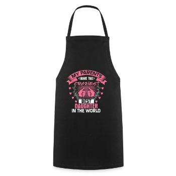 Fille Père Cadeau Drôle - Tablier de cuisine - noir - Devant - AI Model Male 185 dark (185cm)