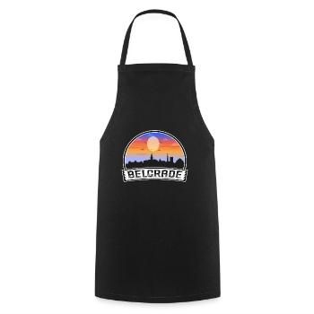Belgrade Serbie Skyline Vintage Sunset Travel Souv - Tablier de cuisine - noir - Devant - AI Model Male 185 dark (185cm)